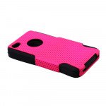 Wholesale iPhone 4 4S Mesh Hybrid Case (Hot Pink-Black)